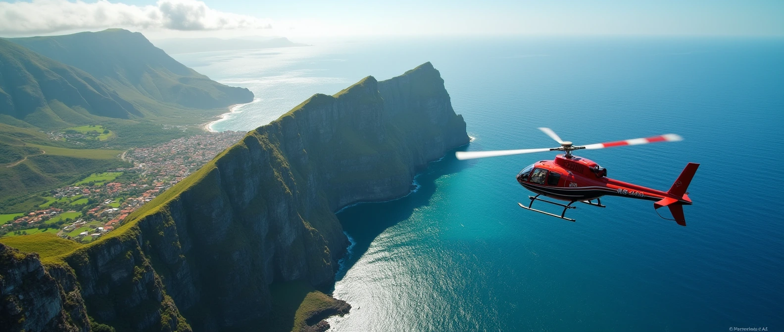 See Madeira’s dramatic cliffs, lush landscapes, and sparkling coastline from above with a private helicopter tour